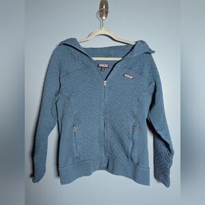 Patagonia Blue Cotton Quilted Zip Up Hoodie Women's Size Medium